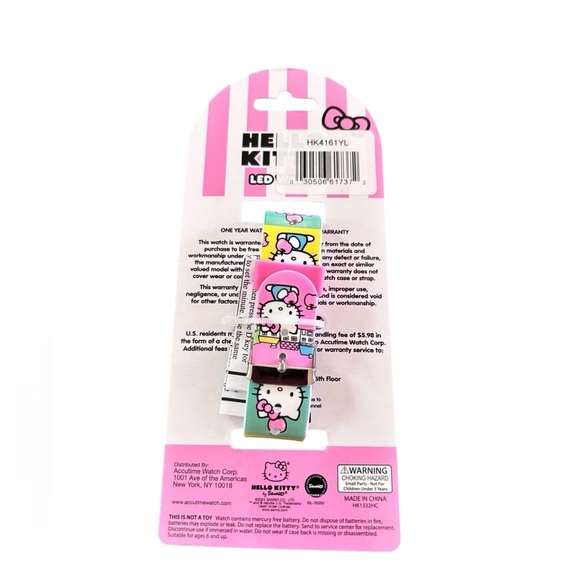 Hello Kitty Licensed Pastel Rainbow LED Wrist Watch Adjustable Strap Square Face - Picture 2 of 2